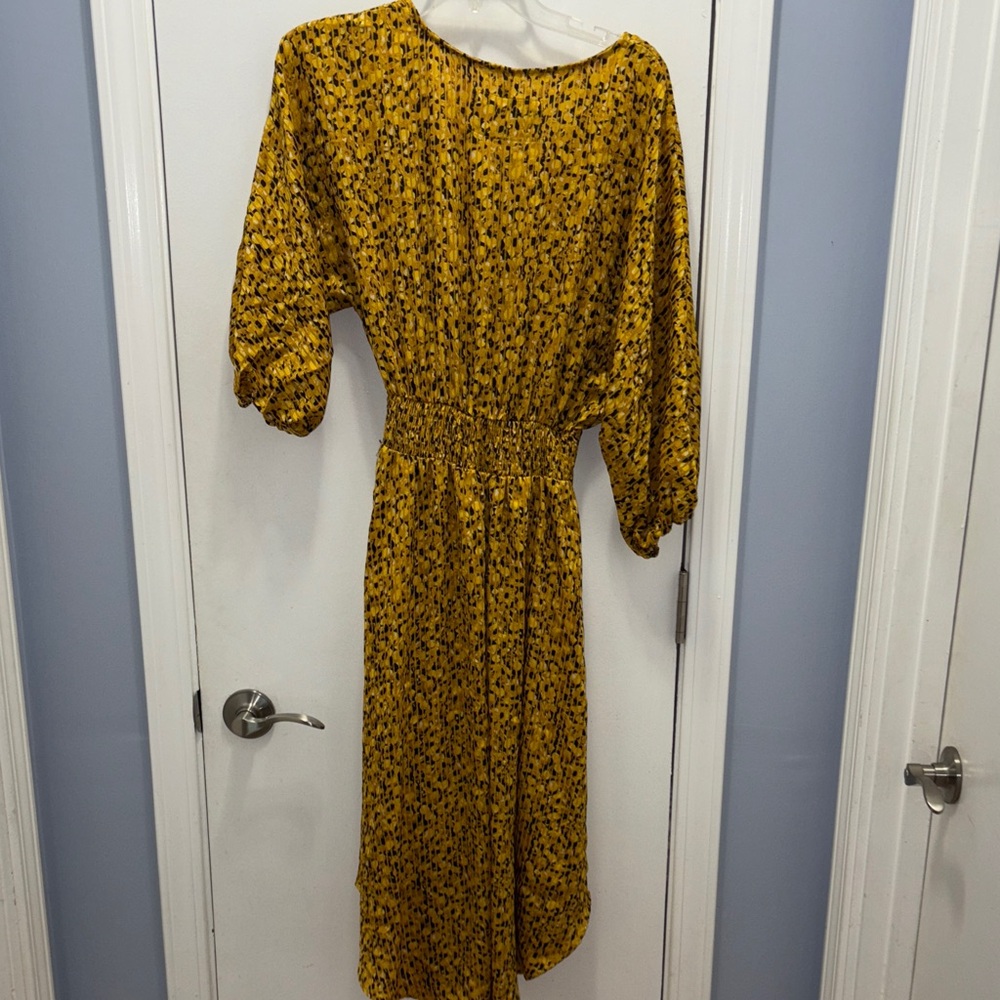 Anthropologie Yellow Floral Midi Dress size xs - Picture 6 of 6